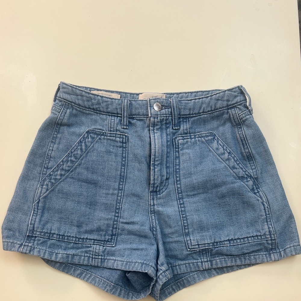 Universal Thread Light Wash High-Rise Denim Shorts with Front Patch Pockets